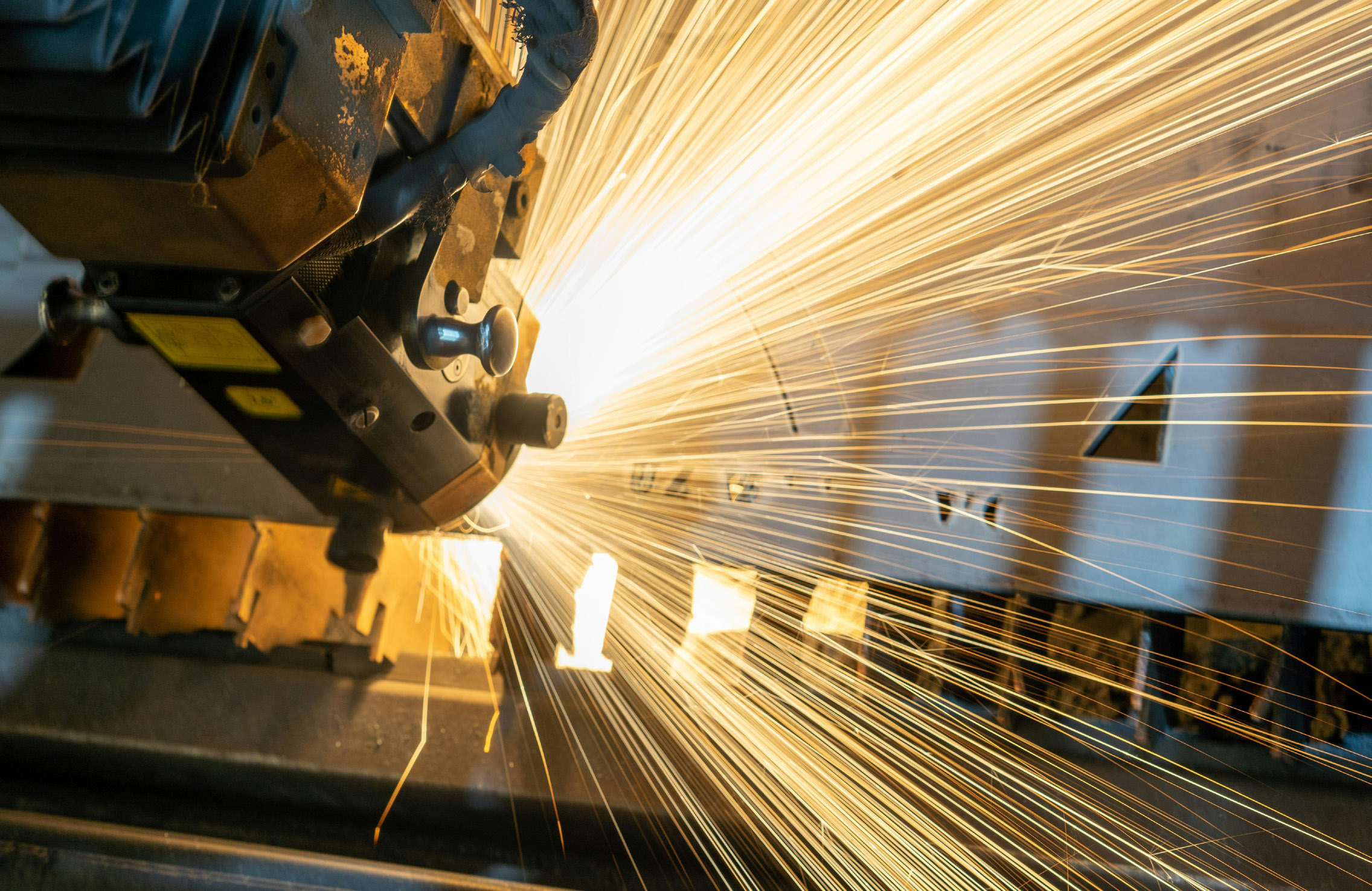 Sparks flying from industrial metalwork